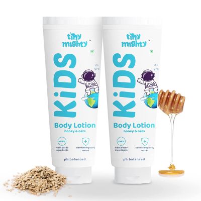 Tiny Mighty: Kids Lotion (200 ml Each*2), For Sensitive Skin, With Honey, Oats & Aloe Vera Extract (Pack Of 2)