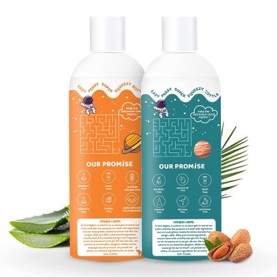 Tiny Mighty: Kids Shampoo and Hair Oil, 200 ml Each, For Sensitive Skin, Plant Based And Natural
