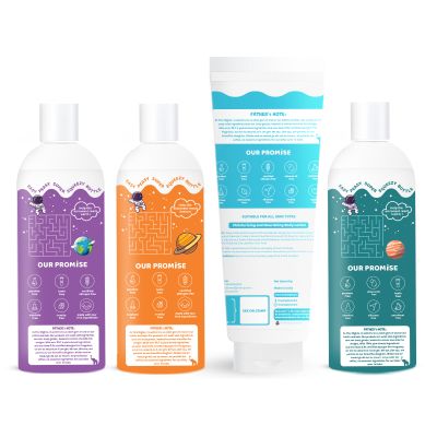 Tiny Mighty: Kids Shampoo, Body Lotion, Body Wash and Hair Oil, 200 ml Each, For Sensitive Skin