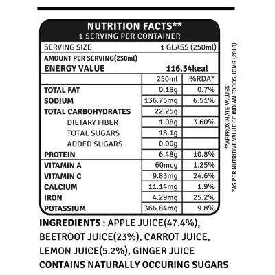RAW PRESSERY: Apple, Beetroot, Carrot (Flush Juice) - (6 x 250 ml)