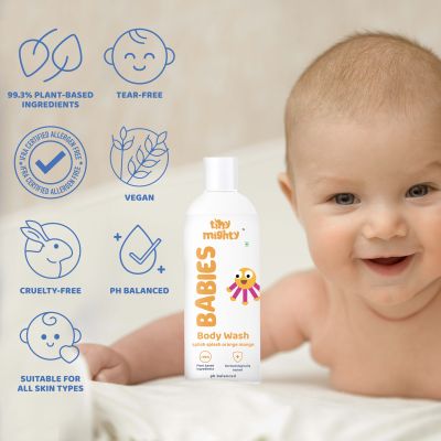 Tiny Mighty: Baby Body Wash, Lotion, Shampoo and Massage Oil, 200 ml Each, For Sensitive Skin,100% Plant Based And Natural