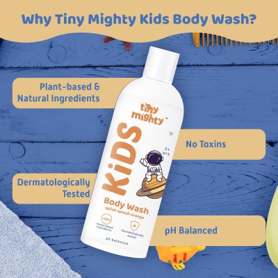Tiny Mighty: Kids Body Wash 200 ml, Body Foam Wash 150 ml, Body Lotion 200 ml, Shampoo 200 ml & Hair Oil 200 ml