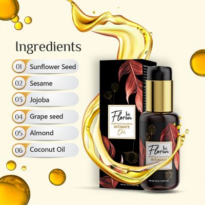 Floren: Soothing & Nourishing Intimate Oil for Women with Anti-bacterial properties for preventing odour & infections - 50ML (Pack of 2)