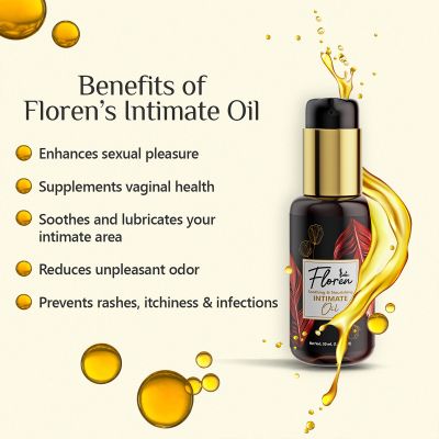 Floren: Soothing & Nourishing Intimate Oil for Women with Anti-bacterial properties for preventing odour & infections - 50ML (Pack of 2)