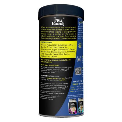 True Elements: Cranberry And Blueberry Muesli - 400 gm
