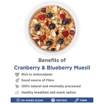 True Elements: Cranberry And Blueberry Muesli - 400 gm