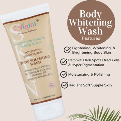 Vigini: Natural Under Eye Dark Circle Puffiness Removal Gel Cream  + Body Lightening Whitening Brightening Fairness Moisturizing Polishing Gel Wash