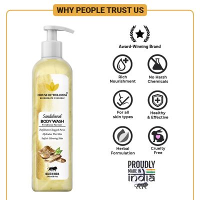 House of Wellness: Sandalwood Body Wash Pack Of 2