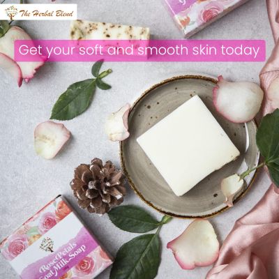 The Herbal Blend: Goat Milk Soap With Rose Petals - 100gm