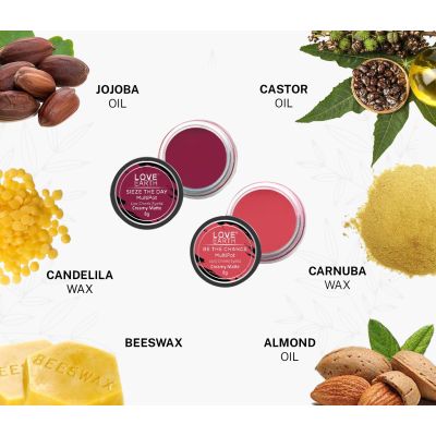 Love Earth: Lip Tint & Cheek Tint Multipot Combo (Rose Pink & Raspberry Pink) with Richness of Jojoba Oil and Vitamin E for Lips, Eyelids and Cheeks