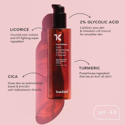 Truekind : AHA Brightening Exfoliant Cleanser/Face Wash - 200ml