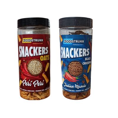 Foodstrukk: Oats Peri Peri And Chickpeas Indian Masala Snackers - Pack of 2 (150gm Each)