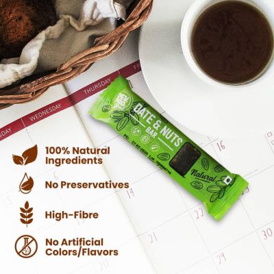 Dev Pro Food: Date & Nuts Bar Natural - Pack of 3 (Each - 30 gm)