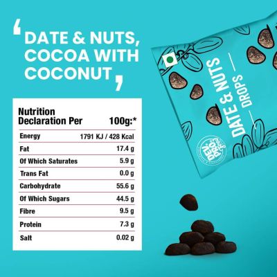 Dev Pro Food: Date & Nuts Drops Coconut Cocoa with Fibre Coating - Pack of 3 (Each - 40 gm)