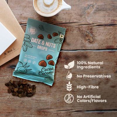 Dev Pro Food: Date & Nuts Drops Coconut Cocoa with Fibre Coating - Pack of 3 (Each - 40 gm)