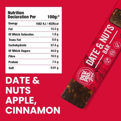 Dev Pro Food: Date & Nuts Bar Apple Cinnamon Pack of 3  (Each - 30 gm)