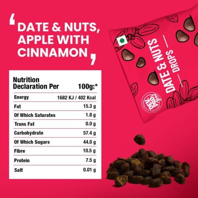 Dev Pro Food: Date & Nuts Drops Apple Cinnamon with Fibre coating - Pack of 3 (Each - 40 gm)