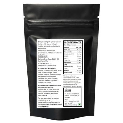 The Snack Company: Masala Cashews - 125 gm