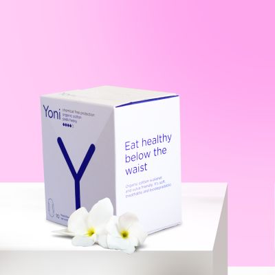 Yoni: 100% Organic Cotton Pads with Wings -Heavy Flow (10 Pcs)