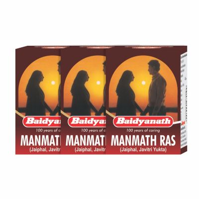 Baidyanath: Manmath Ras - Ayurvedic Triple Action Formula- Vigour & Vitality, Rejuvenator and Adaptogen -40 Tablet - PACK OF 3 Baidyanath: Manmath Ras - Ayurvedic Triple Action Formula- Vigour & Vitality, Rejuvenator and Adaptogen -40 Tablet - PACK OF 3