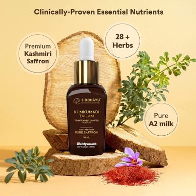 Siddhayu: Kumkumadi Tailam Midnight Face Oil - Premium Kashmiri Saffron - Reduce wrinkles - 10ml