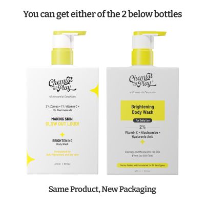 Chemist at Play: Brightening Body Wash with Ceramides 2% Zemea, 1% Vitamin C, 1% Niacinamide - 473ml