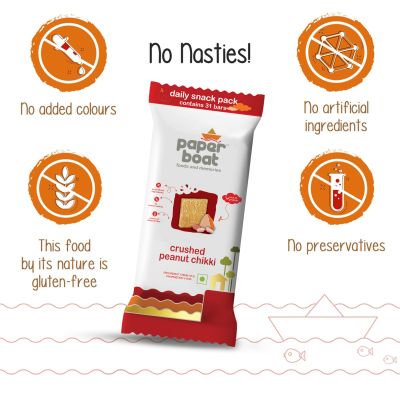 Paper Boat: Crushed Peanut Chikki Jar- 50 pieces - 16g each
