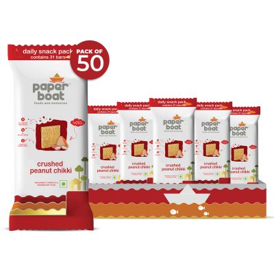 Paper Boat: Crushed Peanut Chikki Jar- 50 pieces - 16g each