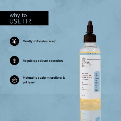 Deconstruct Skincare: AHA BHA Exfoliating Scalp Serum - 1% Salicylic Acid, 1% Lactic Acid, 2% Zinc Complex - 100ml
