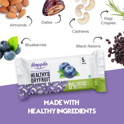 Happilo: Celebrations Premium Blueberries Healthy Dry Fruit Bar (35gx6)