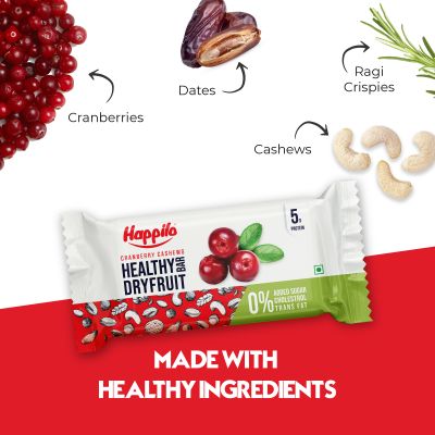 Happilo: Celebration Cranberry Cashews Healthy Dry Fruit Bar (35gx6)