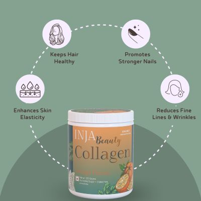 INJA Wellness: Beauty Collagen for Skin, Hair & Nails - Orange Flavour - 125gm
