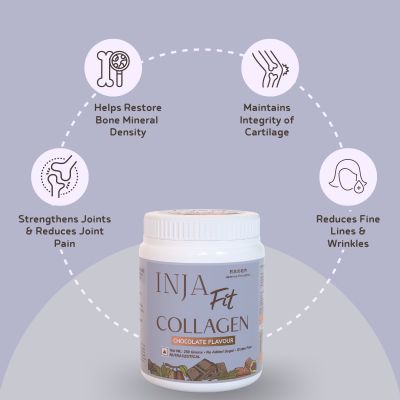 INJA Wellness: Fit Marine Collagen For Skin, Joints And Muscles - Chocolate Flavour - 250gm