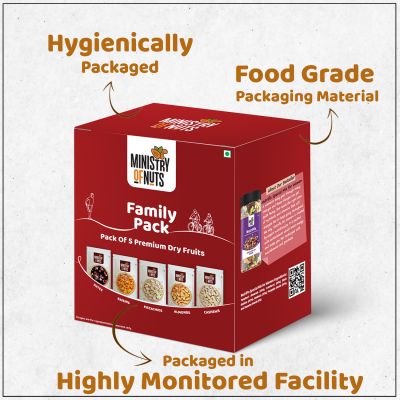 Ministry Of Nuts: Premium Dry Fruits Almonds, Pistachios, Cashew Nuts, Raisins, Dates - 50gm Each