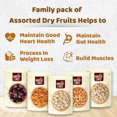 Ministry Of Nuts: Premium Dry Fruits Almonds, Pistachios, Cashew Nuts, Raisins, Dates - 50gm Each
