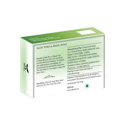 Shrida Naturals: Aloe Vera & basil Soap - 125gm