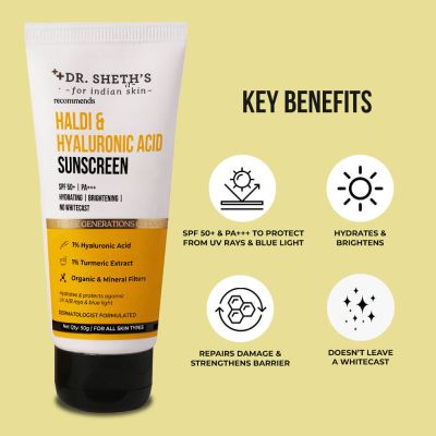 Dr. Sheth's: Haldi & Hyaluronic Acid Hybrid Sunscreen - 50gm