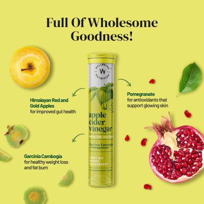 Wellbeing Nutrition: Apple Cider Vinegar with Garcinia Cambogia , Pomegranate (17 Effervescent Tablets) - Pack of 2 - 68gm each