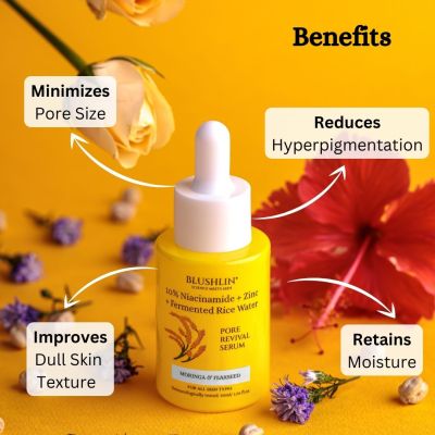 Blushlin: 10% Niacinamide + Zinc + Fermented Rice Water - Pore Revival Serum - 30ml