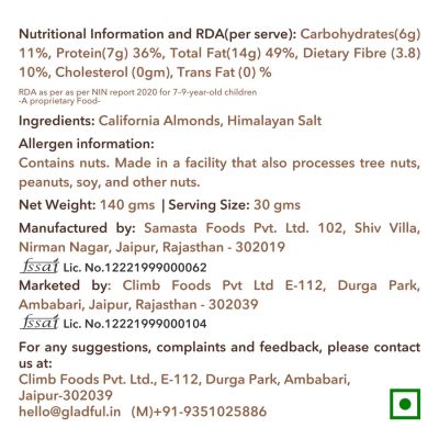 Gladful: Roasted Salted Almonds - Pack of 2 (140gm each)