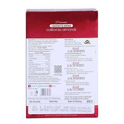 Nutraj: Signature Roasted & Salted California Almonds - 200gm