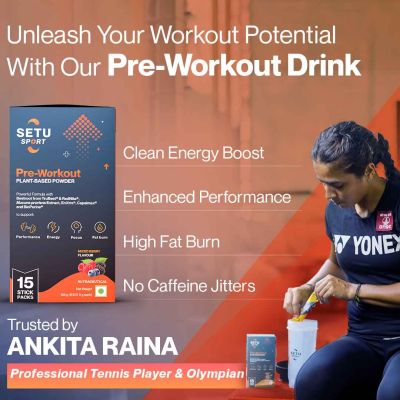 SETU: Setu Sport: Pre-Workout Plant-Based Powder - 180 gm