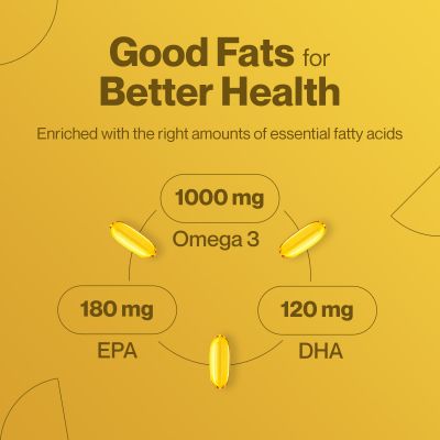 SETU: Deep Sea Omega-3 Fish Oil 60 Softgel Capsules (Pack of 1) | Ultra-Pure Marine Sourced 1000 mg | 180mg EPA 120mg DHA | For Brain, Heart and Joint Health