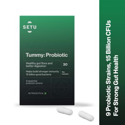 SETU: Tummy Probiotic - 30 Capsules (Pack of 1) | 9 strains with 20 Billion CFUs, Naturally Fermented Probiotics Lactobacillus & Bifidobacterium, Better Immunity, Gut Health, Reduced Gas