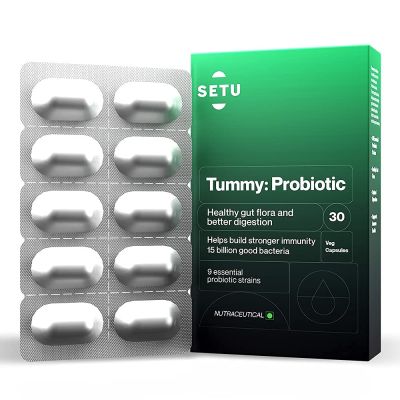 SETU: Tummy Probiotic - 30 Capsules (Pack of 1) | 9 strains with 20 Billion CFUs, Naturally Fermented Probiotics Lactobacillus & Bifidobacterium, Better Immunity, Gut Health, Reduced Gas