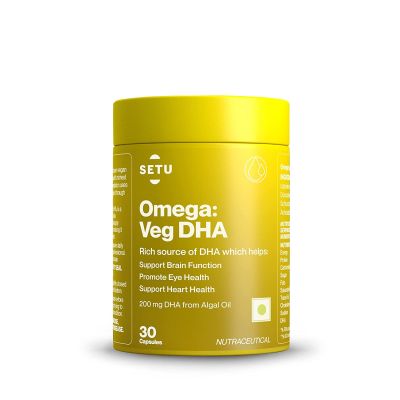 SETU: Veg Omega 3 - 100% Vegetarian Plant Based Omega 3 DHA Supplement - 30 Capsules
