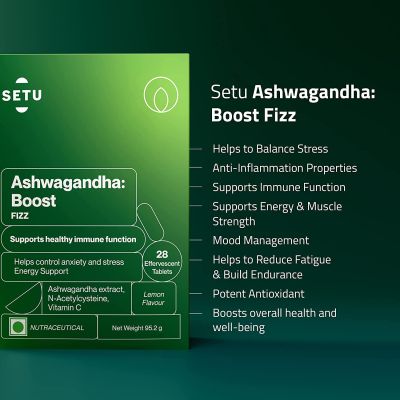 SETU: Ashwagandha: Boost Effervescent - 28 Tablets Lemon Flavour