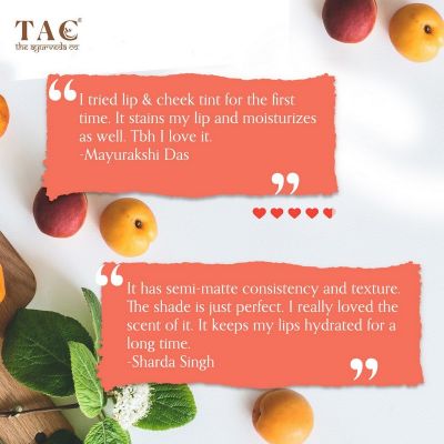 TAC - The Ayurveda Co.: Peach Lip & Cheek Tint - 10gm