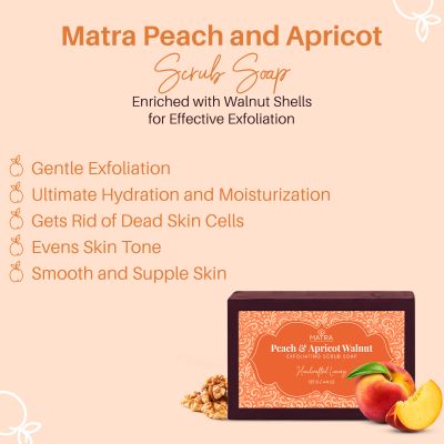 Matra: Peach, Apricot & Walnut Scrub Soap - 125gm