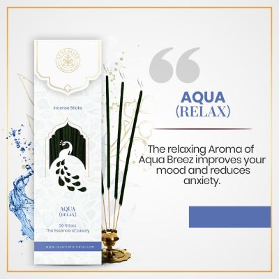 Luxuriate: Aqua Breeze Organic,Natural and Non-Toxic Incense Sticks- Contains 20 Incense Sticks